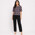Women's Pink Geometric Print Half Sleeve Top-4