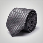 Men's Luxury Geometric Patterned Light Grey Silk Formal Necktie-2