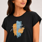 Women's Live Your Perfect Graphic Printed Black T-Shirt-3