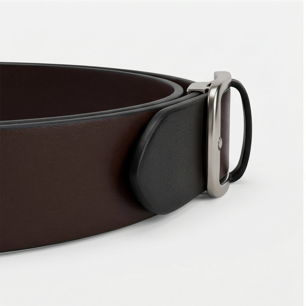Women’s Elegant Skinny Black Genuine Leather Belt with Polished Gold-Tone Buckle-3