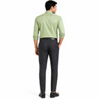 Men's Grey Slim Tapered Flat-Front Formal Trousers | Classic Office Wear Pants-4
