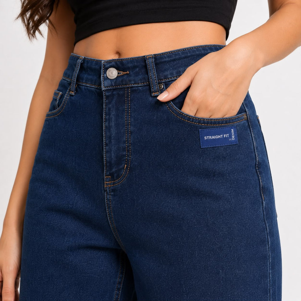 Women's Blue High Waist Wide Leg Jeans | Stylish Relaxed Fit Denim Pants for Casual Everyday Fashion-3