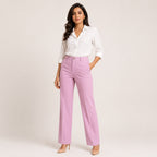 Women's Blush Elegance Straight Fit Trousers-1