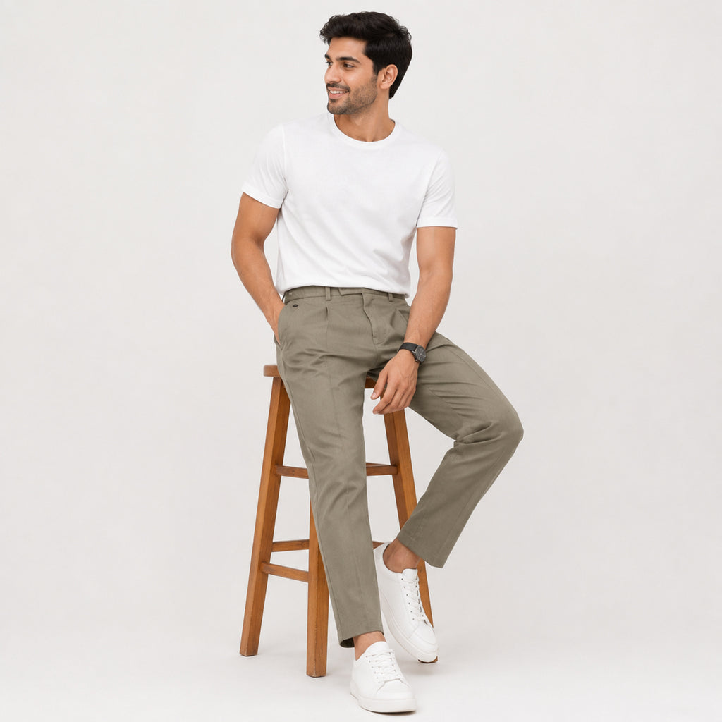 Men's Classic Sand Beige Smart Fit Formal Trousers-1
