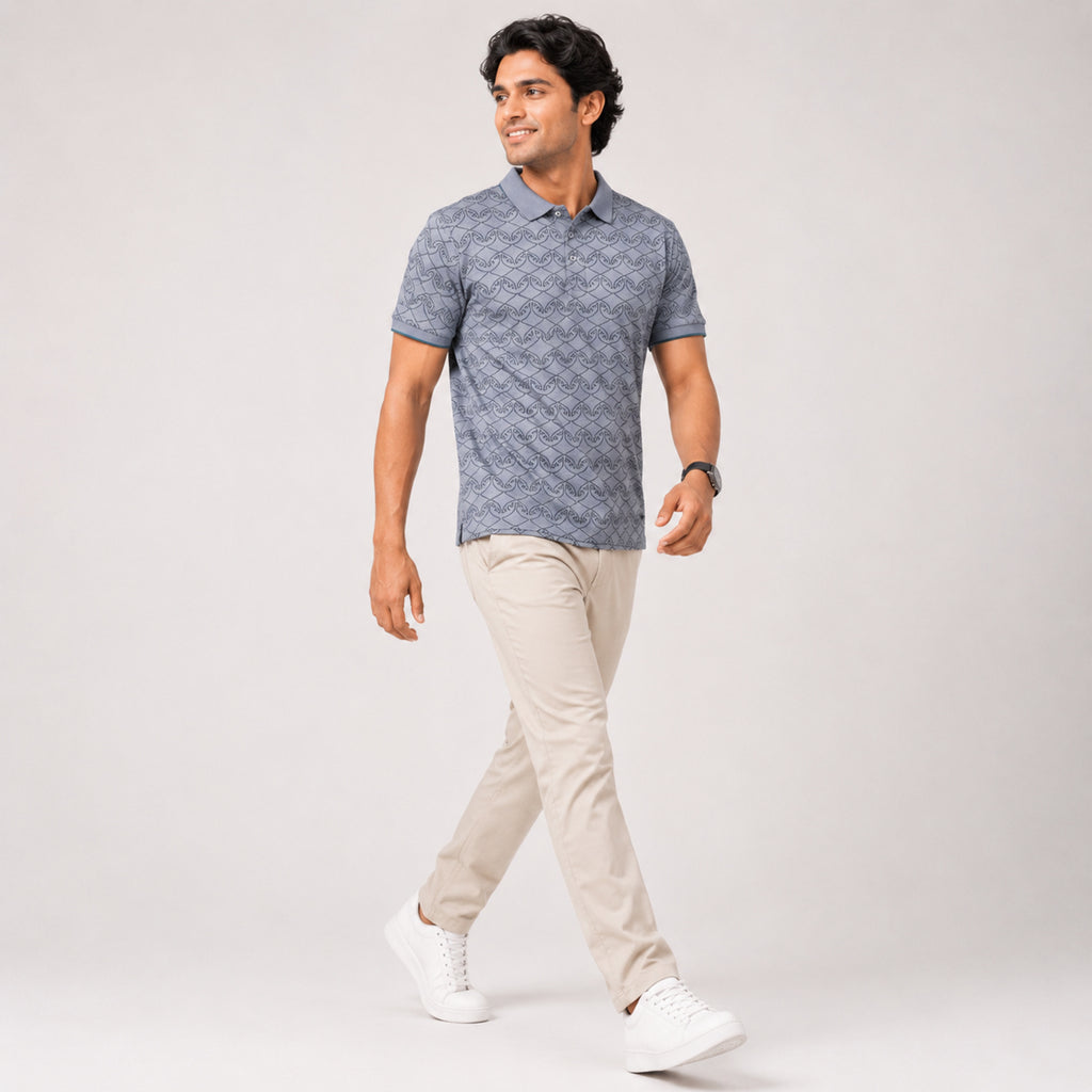 Men's Ocean Crest Textured Polo T-Shirt-3