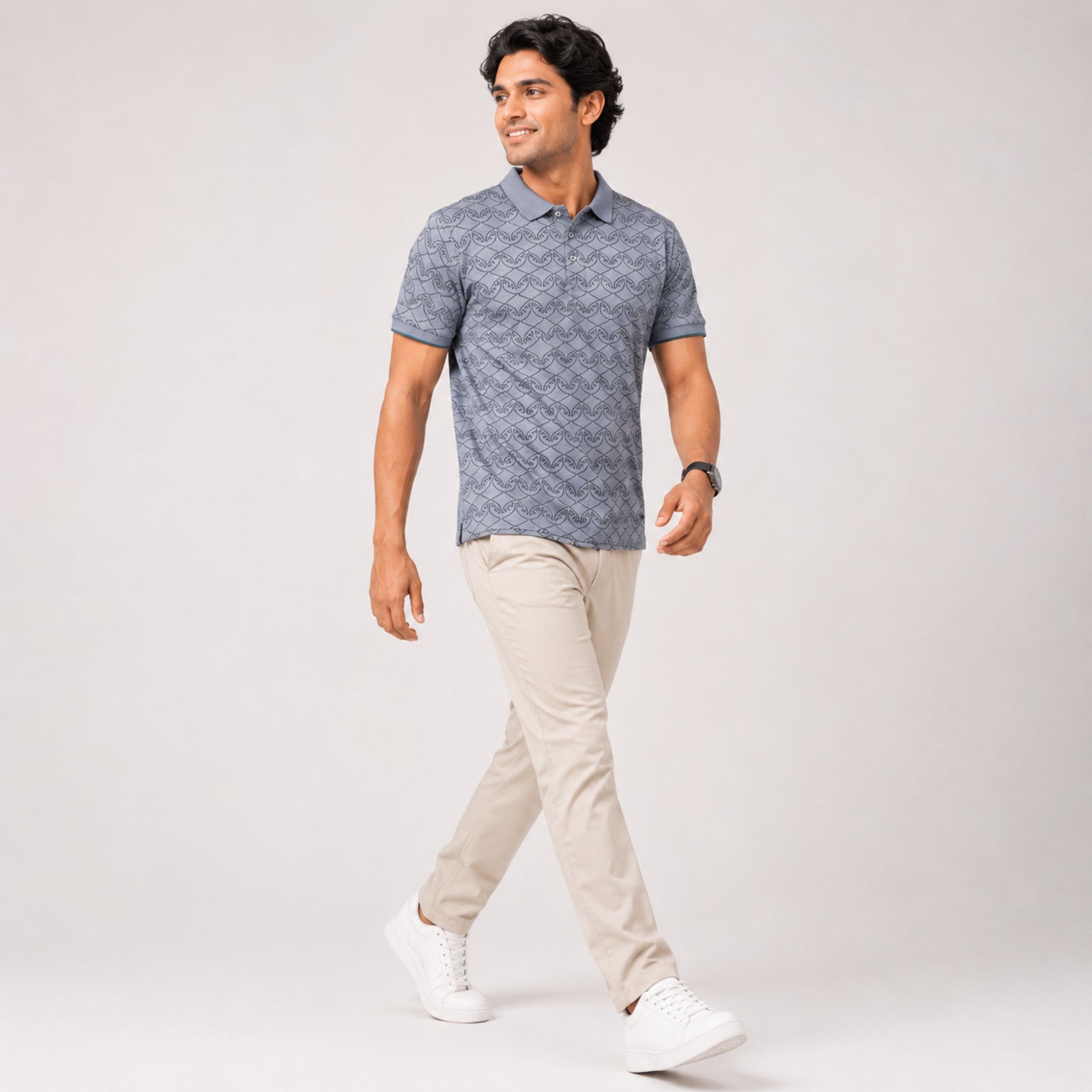 Men's Ocean Crest Textured Polo T-Shirt-3