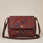 Women's Maroon Floral Printed Crossbody Sling Bag with Flap Closure-1