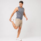 Men's Beige Drawstring Casual Shorts-3