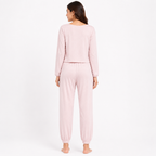 Women's Peach Lounge Co-Ord Set | Full Sleeve Relaxed T-Shirt & Jogger Pants Night Suit-4