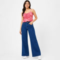 Women's Dark Blue Ultra Wide Leg Jeans | High-Rise Premium Denim-1