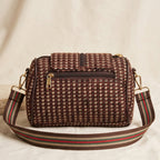 Women's Brown Textured Crossbody Sling Bag with Tassel Detail-2