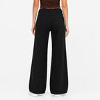 Women's Black Straight Wide Leg Jeans | High-Rise Premium Denim-4