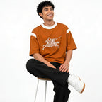 Men's Rust Brown Contrast Rib Polo T-Shirt-1