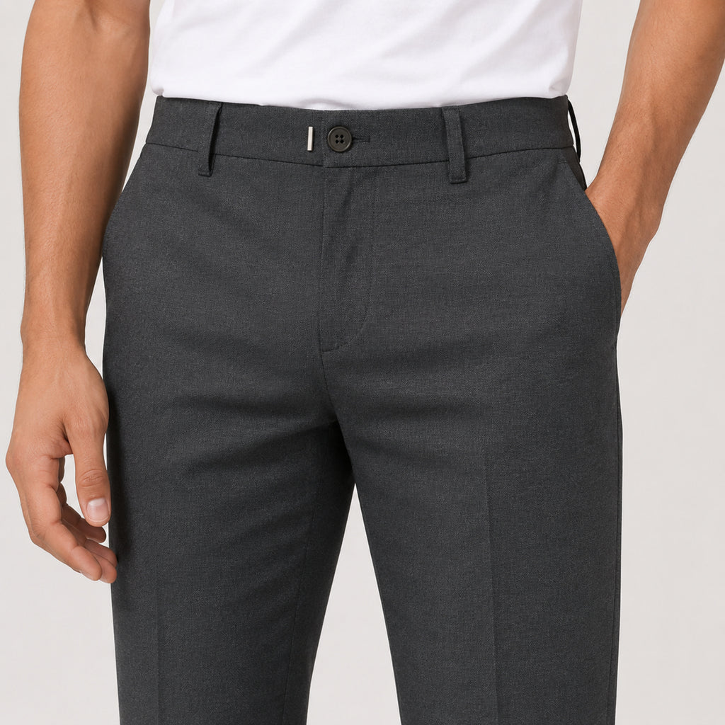 Men's Executive Charcoal Slim Fit Formal Trousers-4
