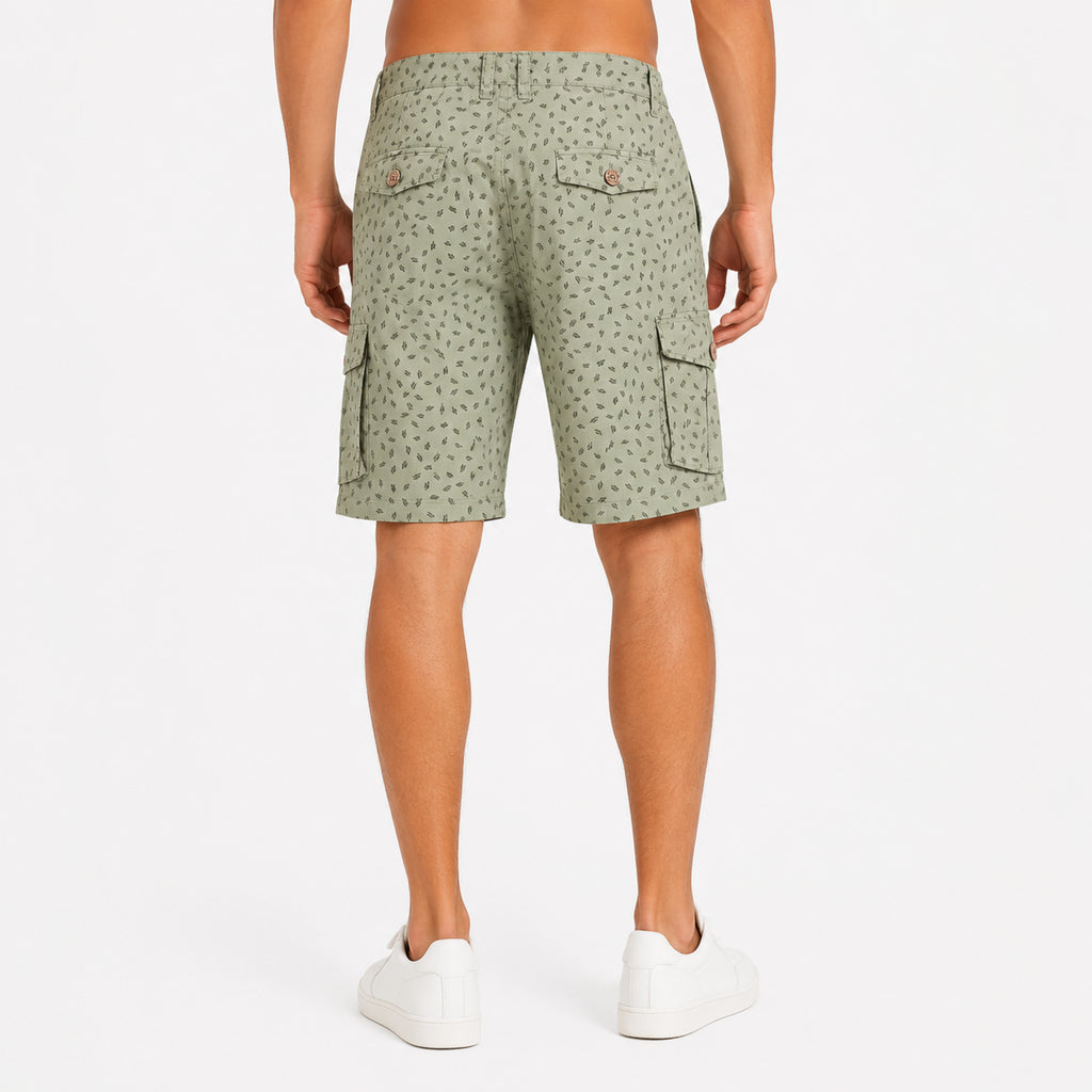 Men's Green Printed Cargo Shorts | Casual Multi-Pocket Summer Shorts for Men-2