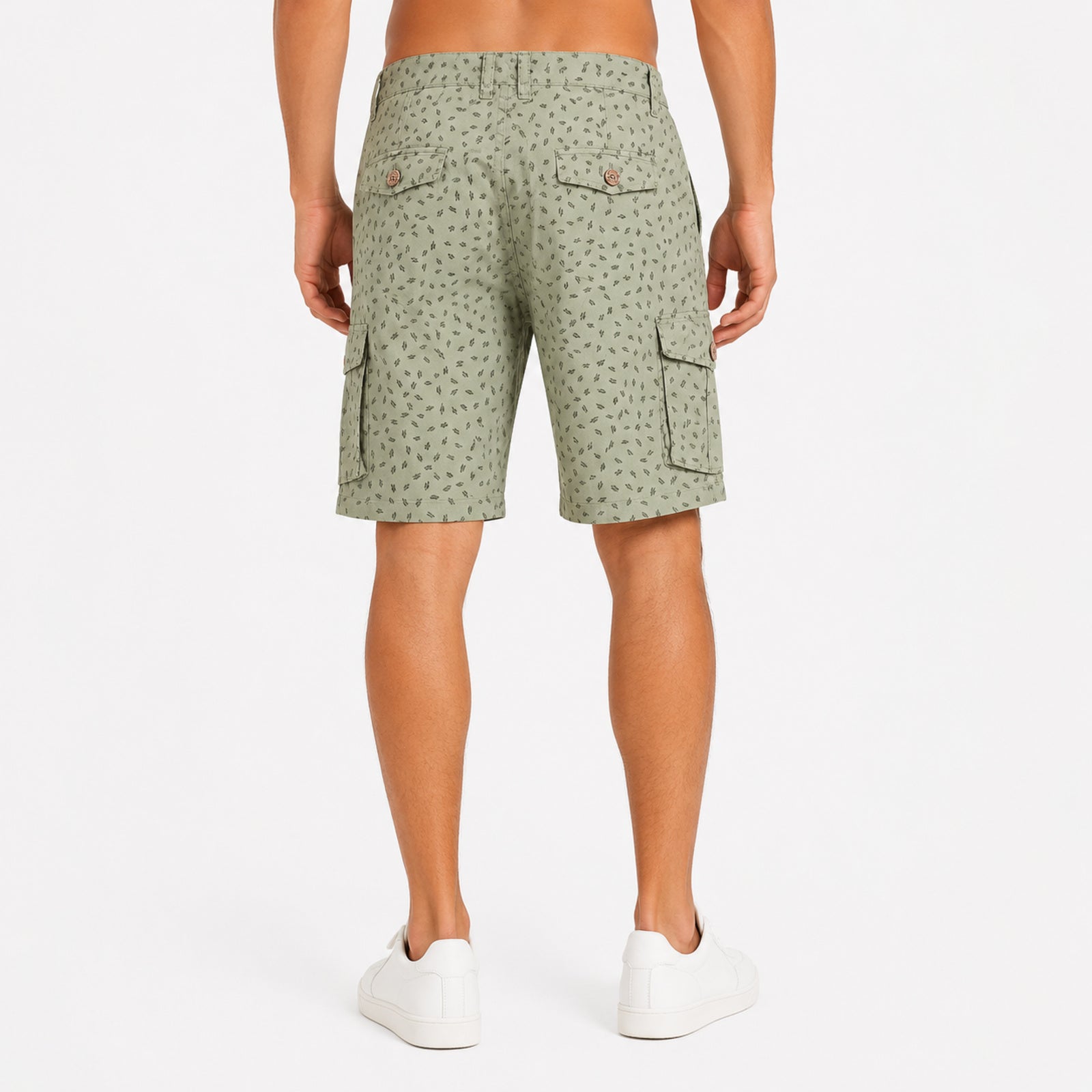 Men's Green Printed Cargo Shorts | Casual Multi-Pocket Summer Shorts for Men-2