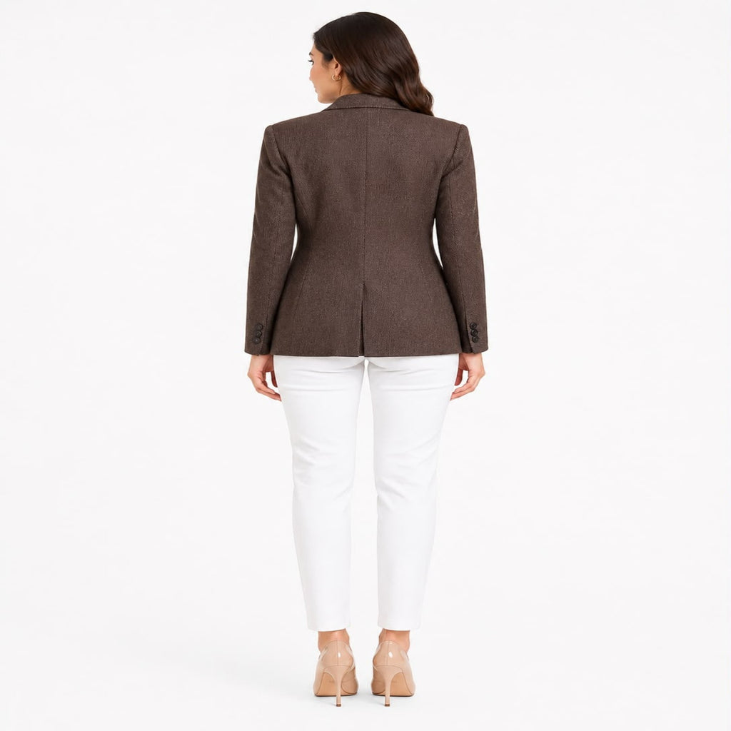 Women's Brown Formal Single-Breasted Blazer for Office & Professional Wear-4