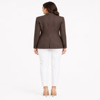 Women's Brown Formal Single-Breasted Blazer for Office & Professional Wear-4
