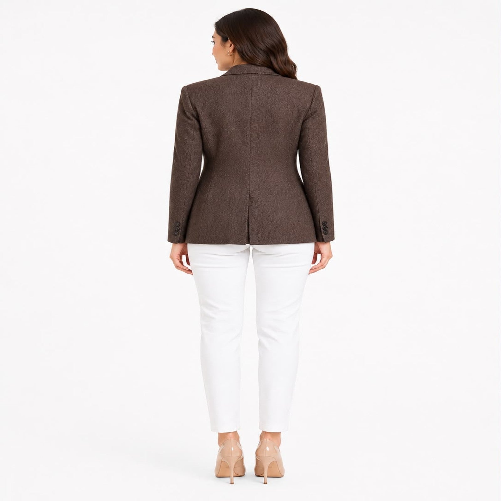 Women's Brown Formal Single-Breasted Blazer for Office & Professional Wear-4