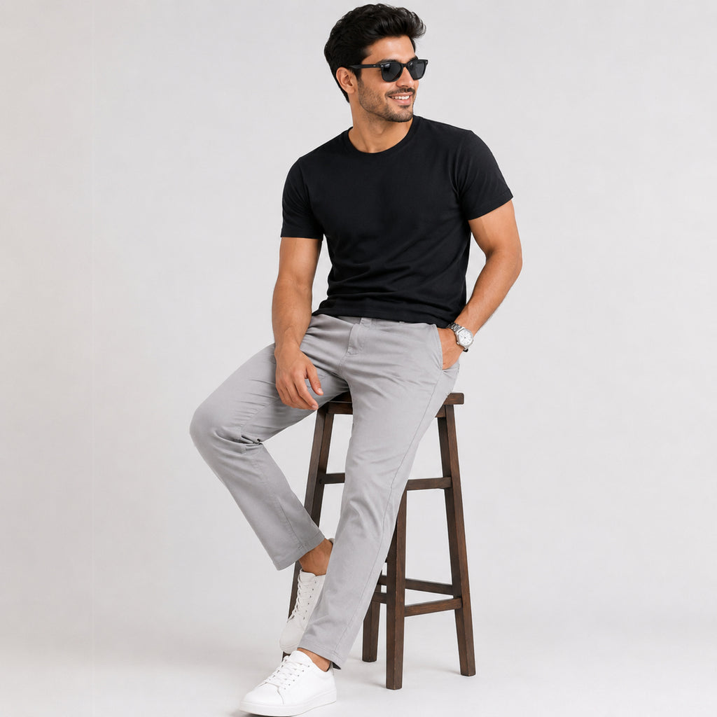 Men's Premium Beige Slim Fit Formal Trousers-3
