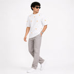 Men's White Minimal Printed Oversized T-Shirt-4
