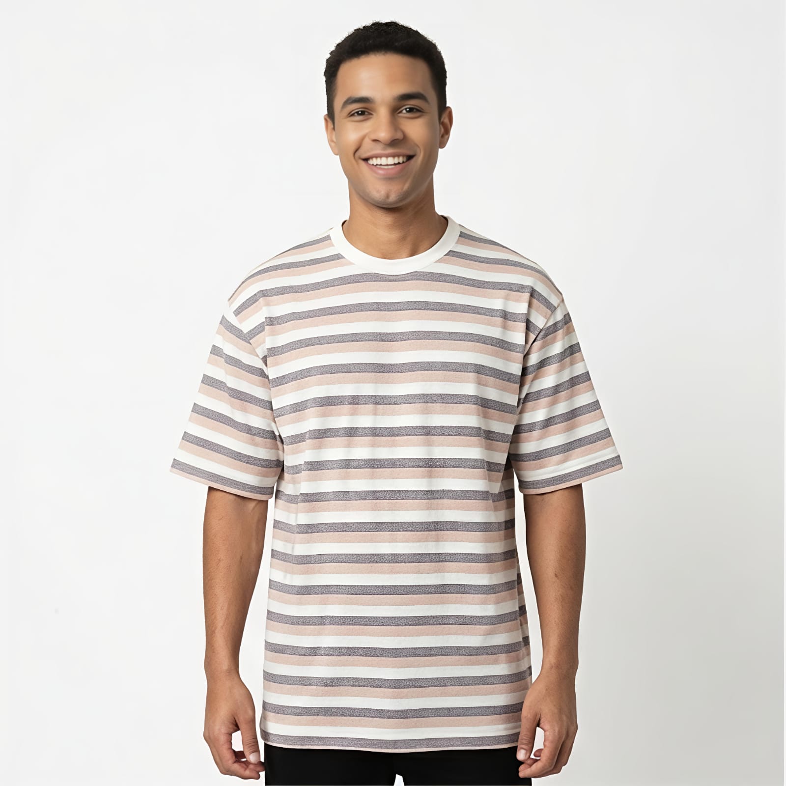 Men's Relaxed Fit Multi-Stripe Oversized T-Shirt-4
