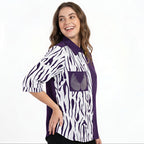 Women's Purple Printed Casual Shirt Top-3