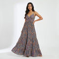 Women's Paisley Print Flared Maxi Dress-1