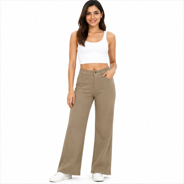 Women’s Taupe Wide Leg Trousers-1