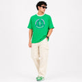 Men's Green Graphic Print Oversized Ringer T-Shirt-1