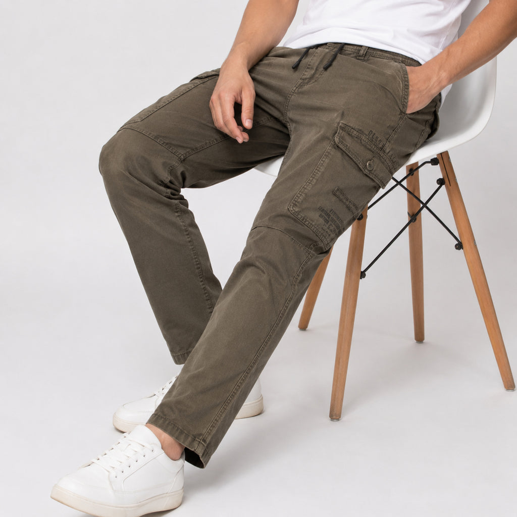 Men's Olive Green Slim Fit Cargo Pants-1