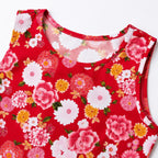 Women's Red Floral Printed Sleeveless Crop Top-3