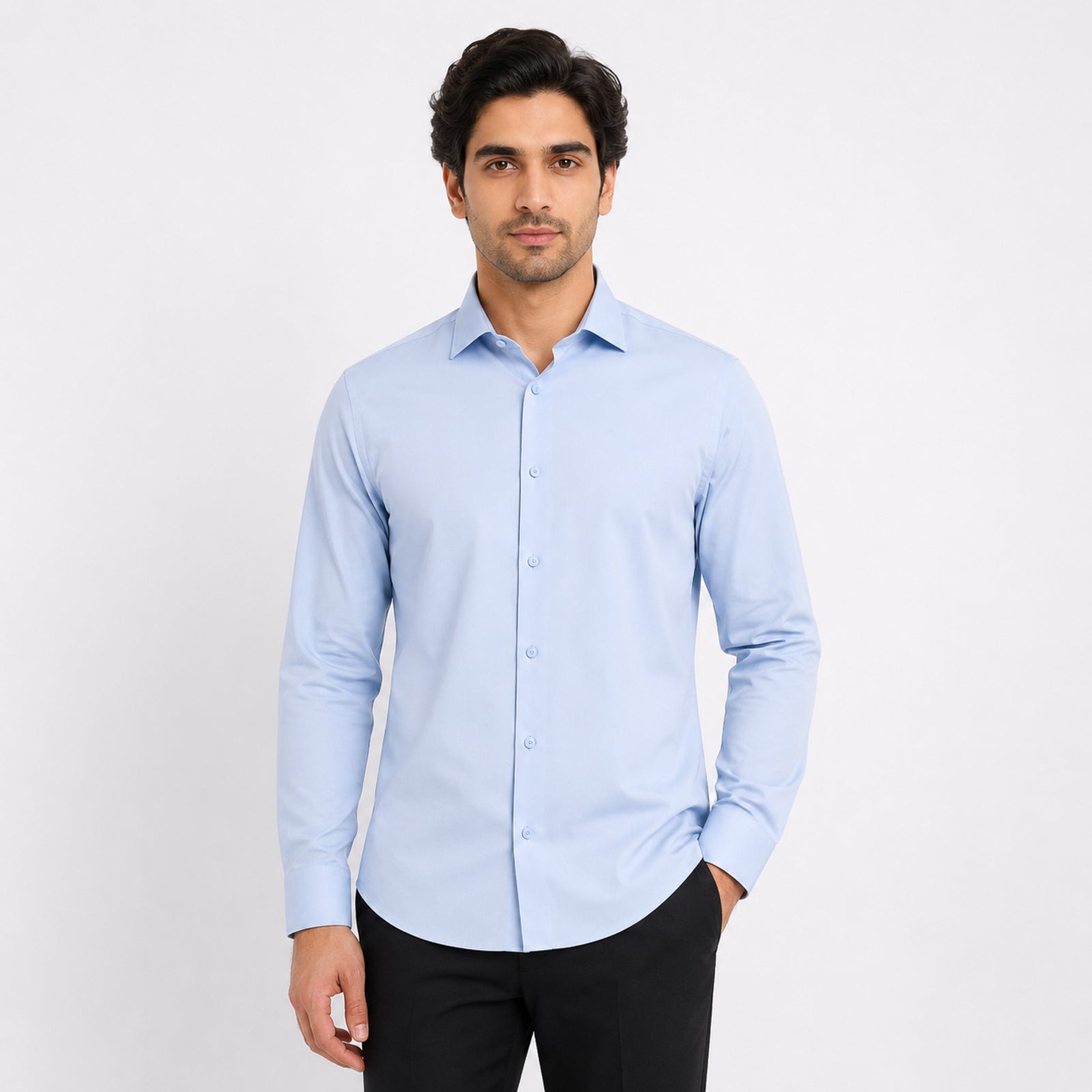 Men's Sky Blue Solid Formal Shirt-1