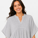 Women's Grey Embroidered Kaftan Top-2