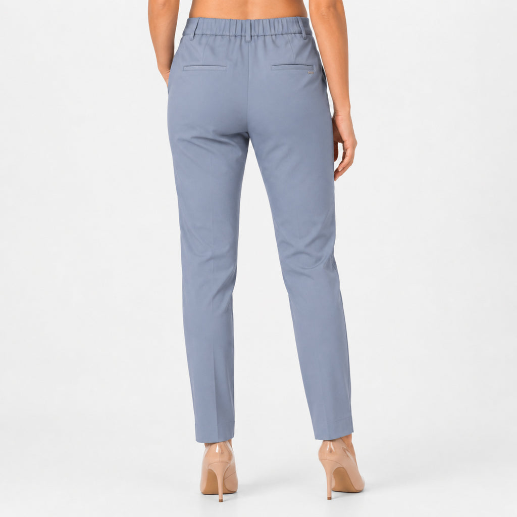Women's Sophisticated Sky Blue Slim Fit Formal Ankle Trousers-4