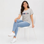 Women's Light Pink Geometric Print HOPE Graphic Round Neck Regular Fit Casual T-Shirt | Soft Everyday Wear-2