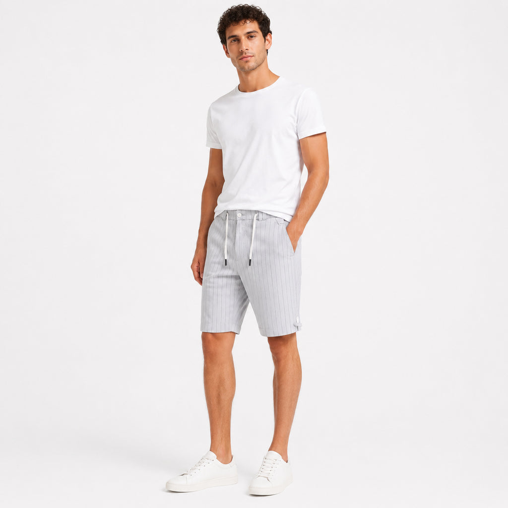 Men's Light Blue Striped Drawstring Casual Shorts | Comfortable Summer Shorts for Men-4