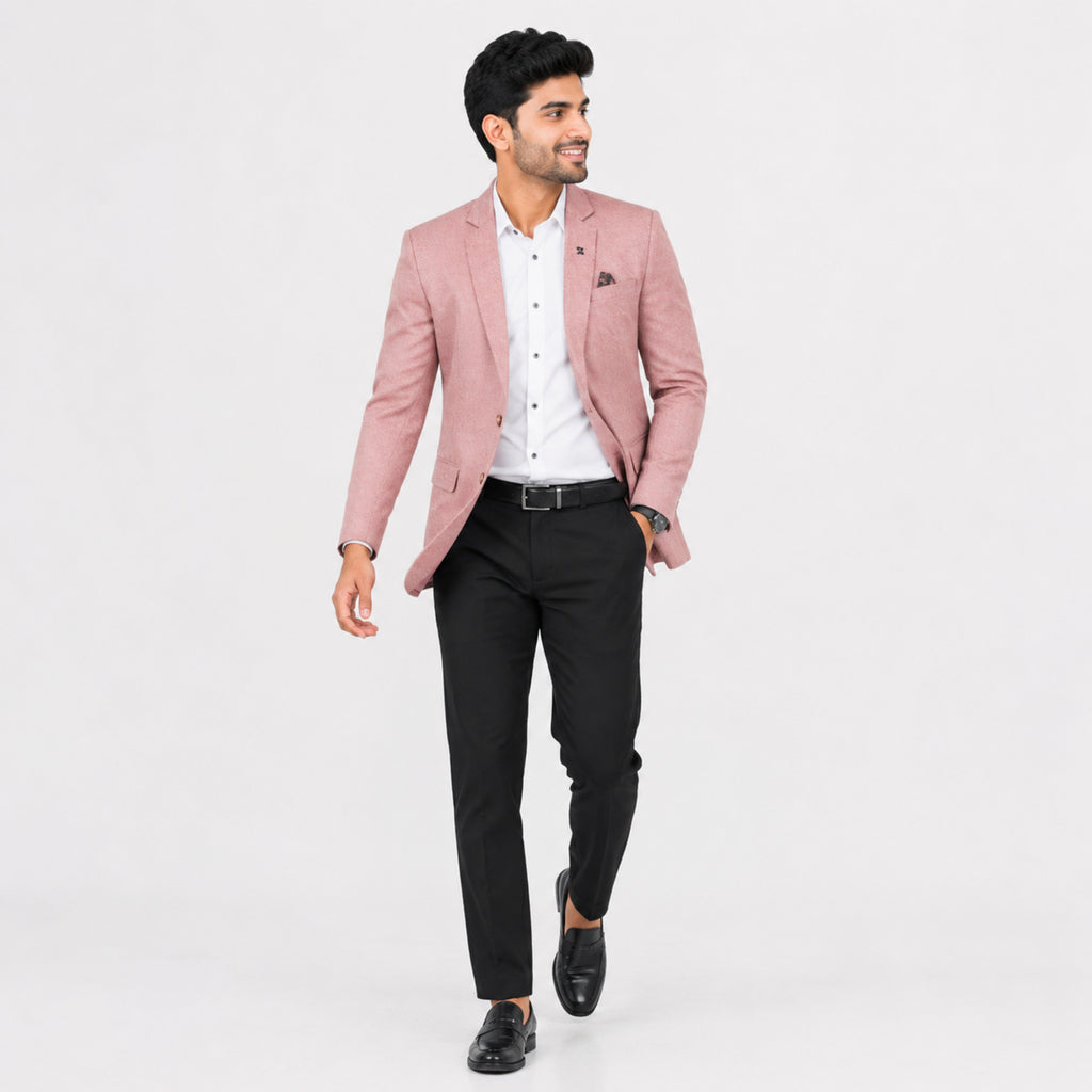 Men's Blush Pink Slim Fit Formal Blazer-1