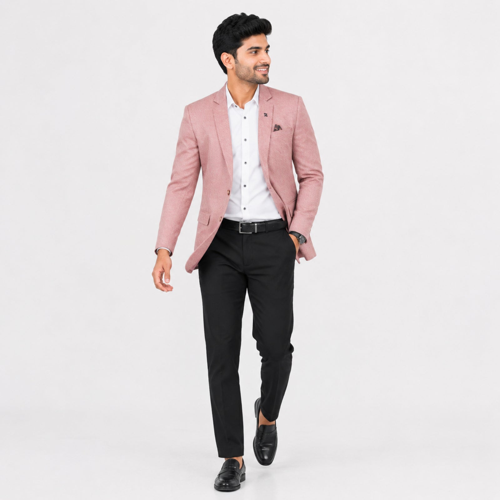 Men's Blush Pink Slim Fit Formal Blazer-1