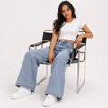 Women's Grey Wide Leg Denim Jeans-3