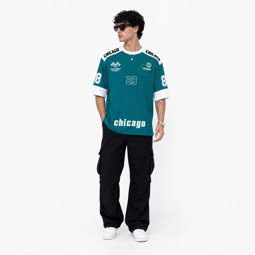 Men's Chicago Graphic Oversized Sports T-Shirt-4