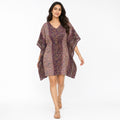 Women's Pink Paisley Border Print Short Kaftan Dress-1