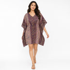 Women's Pink Paisley Border Print Short Kaftan Dress-1