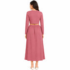 Women's Rust Long Sleeve Crop Top and Maxi Skirt Co-Ord Set-4