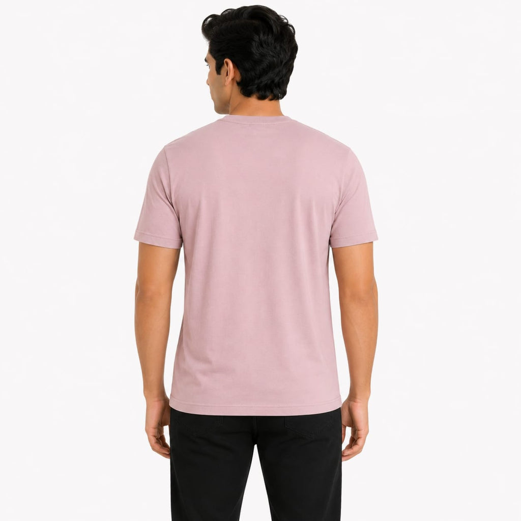 Men's Light Pink Stripe Graphic Crew Neck T-Shirt-4