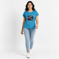 Women's Blue Graphic Printed Casual T-Shirt | Positive Vibes Round Neck Tee-1