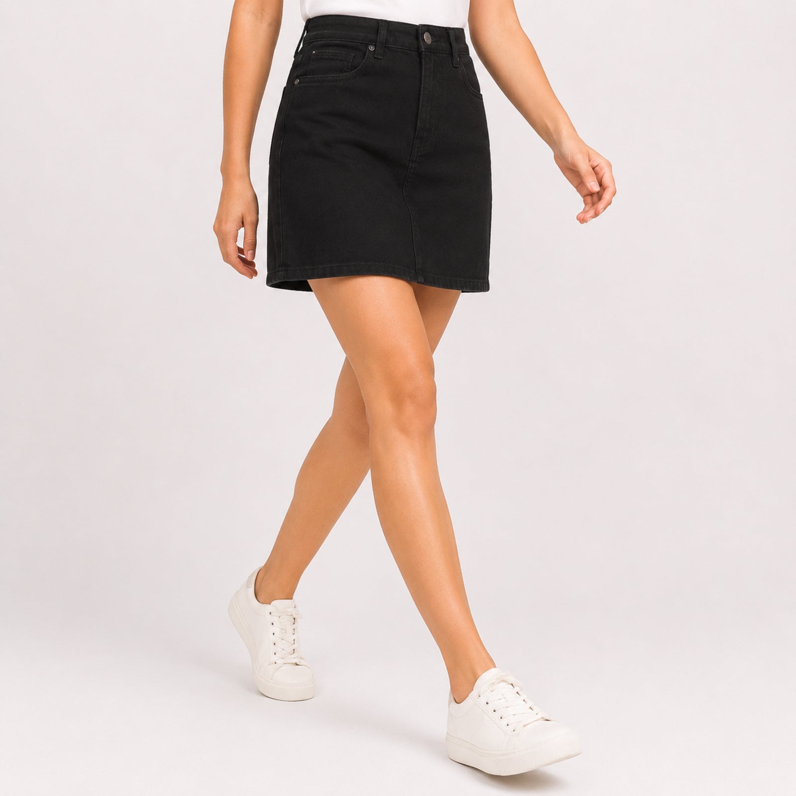 Women's Black Denim High-Waisted Mini Skirt-3