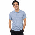 Men's Sky Blue Textured Polo T-Shirt-4