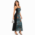 Women's Contrast Panel Spaghetti Strap Midi Dress-1