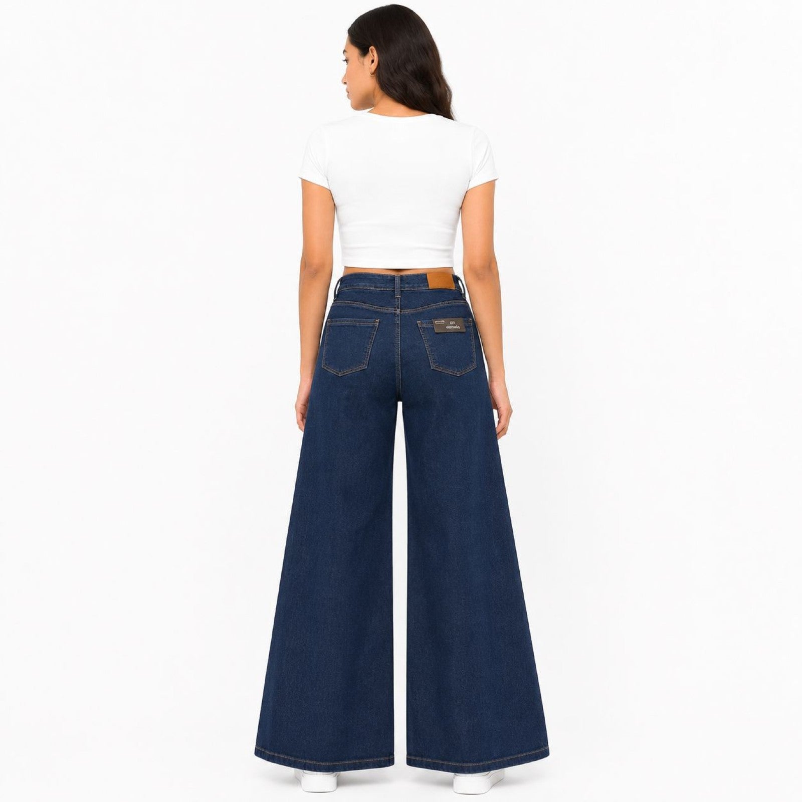 Women's Dark Wash Wide Leg High-Rise Jeans | Premium Casual Everyday Denim-3